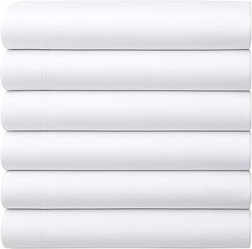 GOLD TEXTILES Twin Flat Sheet 6 Pack – Brushed Microfiber Top Sheets for Home, Hotel & Hospitality – Soft, Durable & Shrink-Resistant Flat Sheets, Easy-Care Bedding (6, White, Twin)