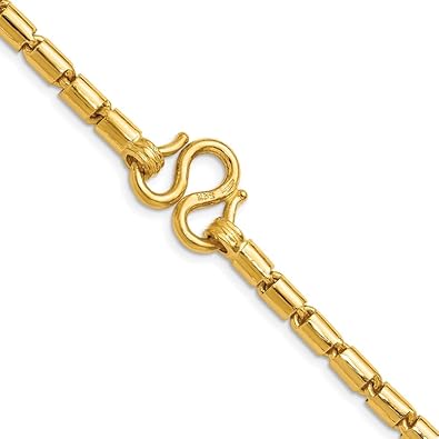 24k Yellow Gold 4.3mm Baht Link Chain Bracelet for Men or Women, Real Solid Gold Jewelry, 8", Gift Idea