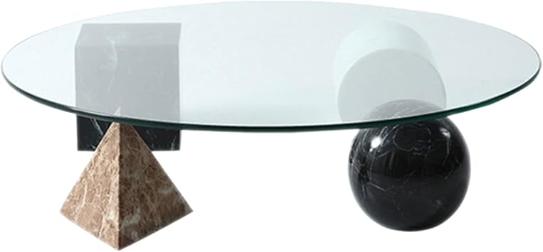 Tempered Glass Coffee Table End Table Living Room Marble Metal Decoration Props Dining Table Light Luxury Low Table Furniture