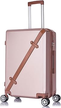 Retro Thick Trolley Suitcase 22 Inch Universal Wheel Three-Digit Code Box Various Styles of Luggage Bronze (Pink)
