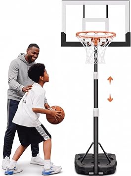 Seray Kids Basketball Hoop Outdoor [Patented 6s Safe-Adjust] 3.2-7.2FT, Indoor/Poolside/Mini Basketball Hoop for Kid/Toddler/Youth/Adult in Backyard/Driveway,Shatterproof Backboard and Enlarged Base