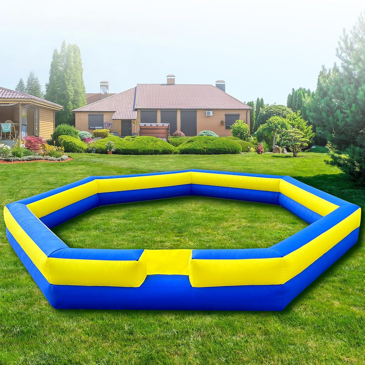 WARSUN 20FT Gaga Ball Pit Inflatable with Powerful Blower, Portable Gagaball Court for Indoor Outdoor School Family Activities Inflatable Sport Games Heptagon Structure