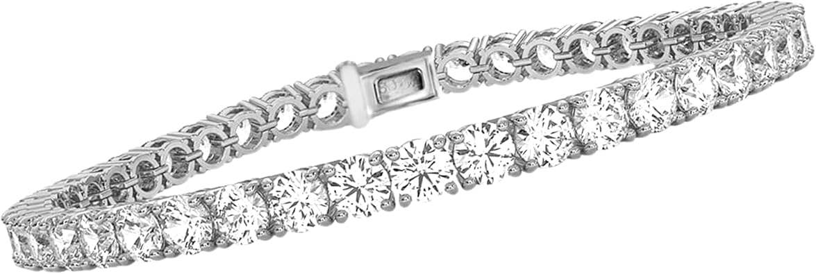 Diamond2Deal 14k Gold and Silver Round Cut Lab Grown Diamond Tennis Bracelet (1ct to 20ct, Color-D, Clarity- VS)