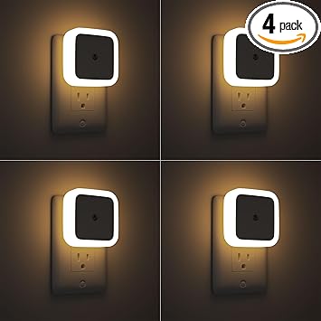 Sujeet Night Light, Night Lights Plug into Wall 4-Pack, Nightlight Plug in Night Lights, Dusk to Dawn Night Lamp Led Night Light for Bedroom, Bathroom, Hallway Warm White