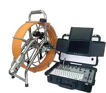 Vividia V10-550-80PT Pipe Sewer Drain Tube Pan Tilt Zoom Inspection Camera with 10" LCD Screen 262ft (80m) Push-Rod Cable and 50mm Waterproof PTZ Camera