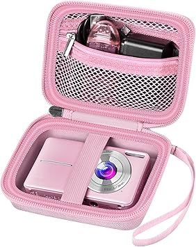 ALKOO Case Compatible with CAMKORY Digital Camera/for VAHOIALD FHD 1080P Digital Point and Shoot/for Kodak PIXPRO FZ55/ FZ45 16MP Vlogging/for IWEUKJLO, Holder for SD Card More- Pink (Box Only)