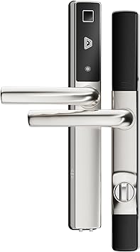 Blusafe Origin Smart Keyless Door Handle for Home Security, App Control, Key Card, Remote Lock/Unlock (Satin Chrome)