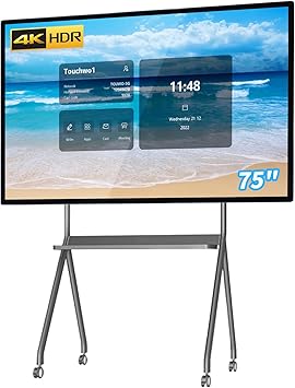 75 inch Touchscreen Monitor Smart Board, 4K Interactive Whiteboard, Android 11 & Windows 10 Pro All-in-One Touchscreen Industrial PC for Office and Classroom