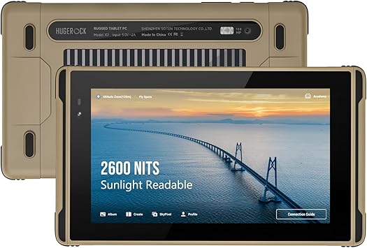 HUGEROCK X7 Rugged Tablet 7 inch, 2600nit Sunlight Readable, 8+128GB Android 13 Waterproof Tablets for Outdoor Moto Drone Camera Monitor