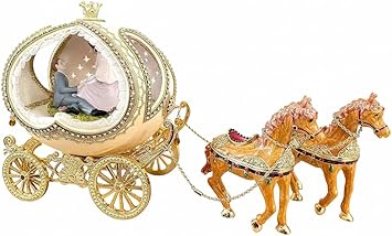 Unique 1989 X Large Ostrich Faberge Egg Musical HANDCARVED Wedding Carriage Fabergé Egg Gold 24k Austrian Crystal DIAMOND GEMS HANDMADE Bridal shower Daughter Engagement gifts for Couples from Parents