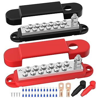 RVBOATPAT Power Distribution Block 12V 150A 1/4" Stud Marine Bus Bar 12 Volt DC Battery Busbar for Boat Automotive Solar Wiring