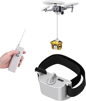 Universal Drone Airdrop System Compatible with DJI Mavic Mini 4 Pro, Mini 3, Mini 2, Air 2, Air 2S, Mavic 3 Pro, Mavic 2 - Payload Clip, Release Device, Airdropper with Fish Bait Ring Thrower Accessor