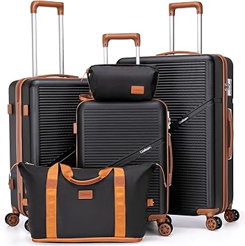 Cosbarn Luggage Sets 5 Piece Suitcases with Wheels, Suitcase Set ABS Hard Case Luggage with TSA Lock Spinner Wheels Durable Travel Luggage (5-Piece Set(20"/24"/28"))