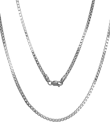 JEWELHEART 14K Real Gold Square Box Chain - 1mm 1.25mm 1.5mm 1.75mm 2.85mm White Gold Chains For Men - Diamond Cut Link Chain Necklace For Women with Lobster Clasp 16" 18" 20" 22" 24"