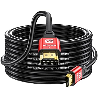 35FT Long HDMI Cable 4K60Hz, High Speed 4K HDMI Cable with Gold Plated Connectors, Red Aluminum Housing, for Ceiling Projector, Wall Mount TV, Home Theater, Conference Room, Classroom Setup.