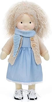 BlissfulPixie Handmade Waldorf Doll- Florke 12", Soft Girl Rag Doll with Cute Stuffed Plush, Ideal First Doll for Babies & Toddlers