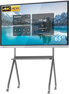 65" Touchscreen Monitor Smart Board, 4K Interactive Presentation Electronic Whiteboard with Dual System, Digital Signage Display for Office & Classroom, Core i7 RAM 8GB+SSD 512GB