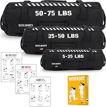 Elite Sports Workout Sandbag for Versatile, Intensive Core Muscles Fitness, Strength Training with Strategic Handle Placement (Unfilled)