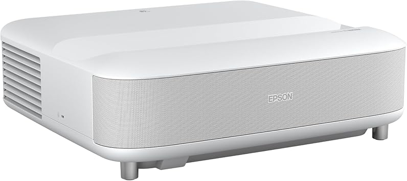 Epson EpiqVision Ultra LS650 Short Throw 3-Chip 3LCD Smart Streaming Laser Projector 4K PRO-UHD, HDR, 3600 Lumens, up to 120", Setting Assistant, Android TV, Sound by Yamaha - White