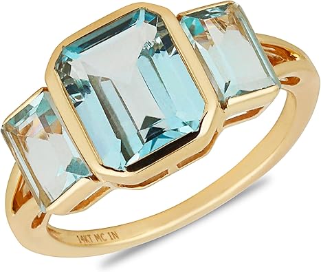 14k Solid Gold Sky Blue Topaz Statement Ring | December Birthstone Ring | Hypoallergenic Gold Gemstone Statement Ring in Sizes 6 to 8 by MAX + STONE