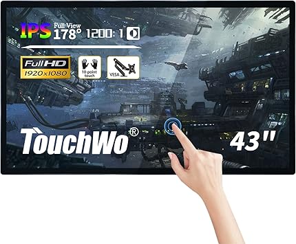 43 inch Interactive Touchscreen Monitor, Smart Board with 16:9 Display 1080P, Android 12 Touchscreen Electronic Whiteboard for Office and Classroom, RAM 4G & ROM 64G
