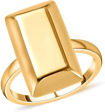 ILIANA 18K Solid Gold Ring 2.5 Grams Real Yellow Gold Bar - Wedding Anniversary Engagement Rings Jewelry Gifts