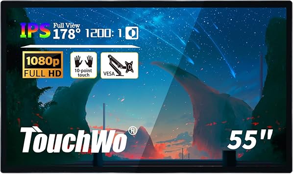 55" Interactive Touchscreen Monitor, Smart Board FHD 1080P Display with Wall Mount, Android 11 Smart Touch Screen Presentation Electronic Whiteboard for Office & Classroom, RAM 4G & ROM 32G