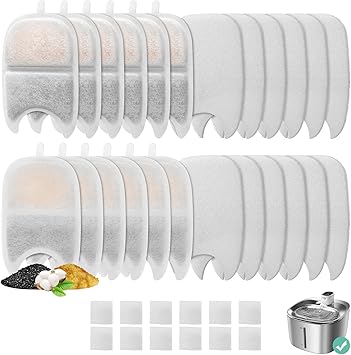 12 Set Replacement Filters & Sponges for 135 fl oz/4L Wilreless Cat Water Fountain, BFLICROY Cat Water Fountain Filters, Triple Filtration Pet Fountain Filter Replacement, Dog Fountain Filter
