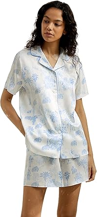 LilySilk 100% Silk Pajama Set for Women Short 100% La Terra Printed Silk Sleepwear Set for Ladies 2PC PJ Set