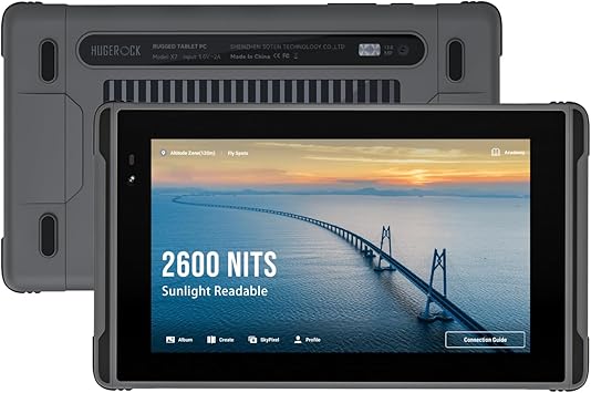 HUGEROCK X7 Rugged Tablet PC 2600nit Sunlight Readable,7 Inch RAM 8GB+ROM 128GB Android 13 Outdoor Anti-Drop Waterproof Tablets for UAV Camping Fishing Moto Drone Camera Monitor