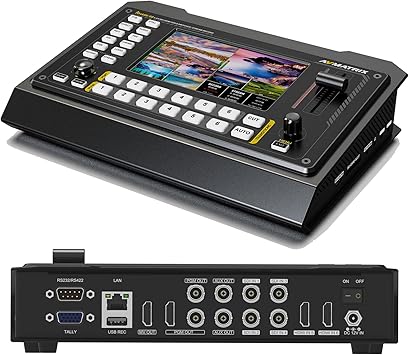 AVMATRIX Shark S6 6CH HDMI/SDI Multi-Camera Video Mixer Switcher with 5" FHD Screen for Live Streaming, SDI/HDMI in, USB/SD Card Record, Ethernet/USB Out Video Switcher for Real Time Live Stream