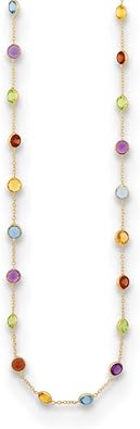 14K Yellow Gold Polished Multi-color Gemstone Necklace 18" to 34"