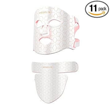 MEGELIN Led Red Light Therapy Face & Neck Mask, 7 Colors Led Light Therapy Facial Mask, Infrared Red Light Therapy Mask, Infrared Light Skin Rejuvenation(White)