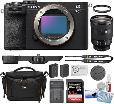 Sony a7CR Mirrorless Camera Body| Black Bundled with Sony FE 24-105mm f/4 G OSS Lens + 77mm UV Filter + 64GB Memory Card + Battery Charger + Cleaning Kit + Cleaning Cloth + Camera Case (8 Items)