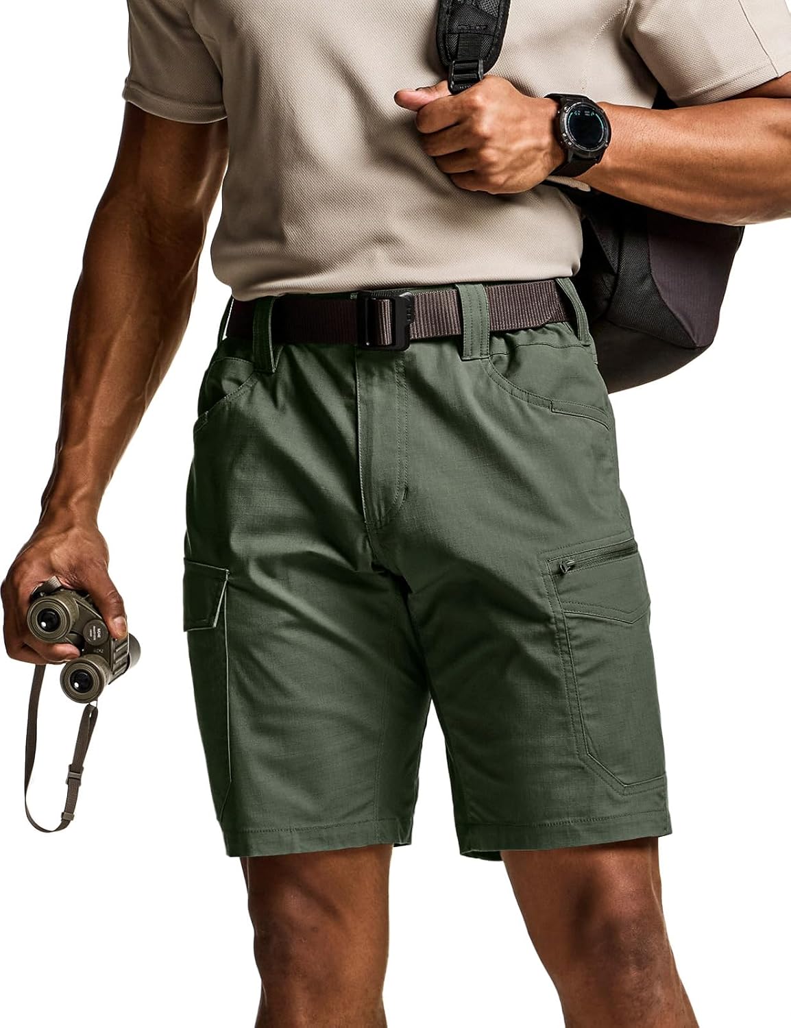 CQR Men's Flex Casual Cargo Shorts, Lightweight Water Resistant Golf Shorts, Stretch Tactical Work Shorts with Multi-Pocket
