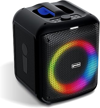 Gemini Box-Style Bluetooth Party Speaker with LED Lights, 6.5” Woofer, Wireless Mic, Deep Bass, TWS Stereo Pairing, USB/SD/FM/Aux, 10-Hour Battery Play Time, Loud Sound for Home & Karaoke