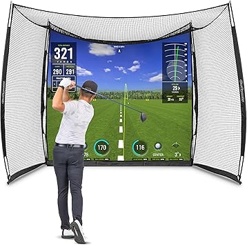 GoSports Range Cage 10 ft x 8 ft Golf Net Cage – Indoor & Outdoor Golf Practice Net for Full Swing Training and Home Golf Simulator Setups