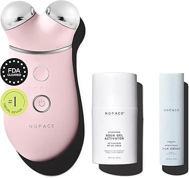 NUFACE Trinity+ Microcurrent Facial Device Kit, FDA-Cleared - Face Sculpting Tool, Skin Tightening Massager & Face Lift Device, Supports Lymphatic Drainage, 3 Frequencies, Activator Gel, Sandy Rose