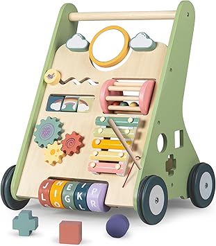 Bautia Wooden Baby Walker, Montessori Walker for Babies 6-12 Months, Push Walking Toys for 1 Year Old Learning to Walk