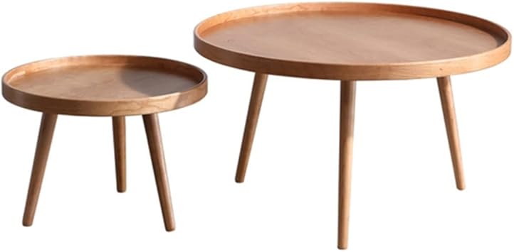 Nordic Coffee Table Solid Wood Household Living Room Small Apartment Furniture Round Small Round Tea Table (Color : Picture Color, Size : One Size) (Picture Color One Size)