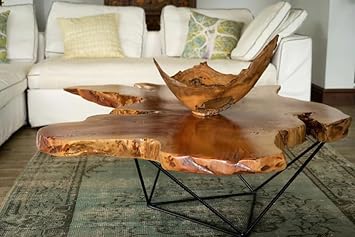 Classic Wood Natural Live Edge Flower Shaped Coffee Table - Resin Epoxy Dining for Living Room, Bar Counter, Patio - 2, 4, 6, 8 Seater (Without Stand, 46 x 46 Inches)