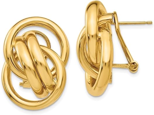 14K Yellow Gold Polished Fancy Omega Back Post Earrings