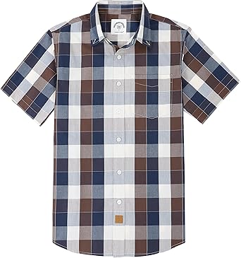 Dubinik® Mens Short Sleeve Button Down Shirts Soft Breathable Summer Vintage Regular Fit Lightweight Men's Casual Shirt