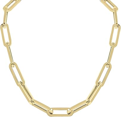 14K Yellow Gold Chunky Paperclip Necklace with a Lobster Clasp - 18 Inch - Size: