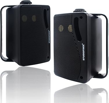 STUDIOFINIX 3.5 Inch Outdoor Bluetooth Speakers Waterproof Wired,3 Way 200W Upgrade Premium Wall Mount Speakers,Ideal use in Patio,Deck, Indoor Outdoor（Black）