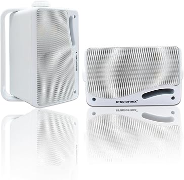 STUDIOFINIX Passive Outdoor Speakers Wired Waterproof -3.5 Inch 3 Way 200W Surface Marine & Wall Mount Speakers, Suitable for Home, Boat, Poolside, Patio, Indoor Outdoor Use（White
