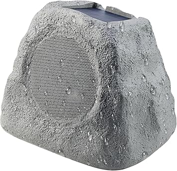 Gemini Portable Solar-Powered Bluetooth Rock Speakers Pair with Multi-Link, Weather-Resistant Design for Outdoor Entertainment, Wireless Connectivity, and Ambient LED Lighting (GHRK-500LTMS-PR)