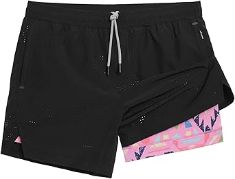 maamgic Mens Running Shorts with Compression Liner 5" Quick Dry Workout Shorts Anti-Chafe Gym Shorts 2 in 1 Athletic Shorts