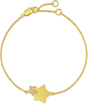 CHOW SANG SANG Essence 999 24K Gold Double Stars Bracelet for Women 94188B | 7 Inches, (18 CM)