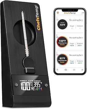 ChefsTemp ProTemp Plus Next-Gen Wireless Meat Thermometer Digital Unlimited Range Bluetooth & WiFi Enabled Smart Cooking Grilling Smoker BBQ Oven Kitchen Rotisserie (Stand + 1 Probe)